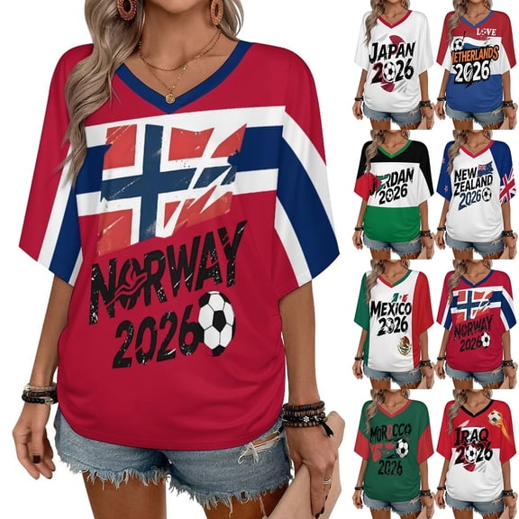 Soccer Cup 2026 Jersey MEXICO Soccer for Women with Colombia Flag Color Block and V Neck Short Sleeves Featuring Breathable Fabric for Tailgating Events Beach Outings Summer Festivals Sky Blue XXL