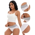 thumbnail image 3 of Unique Bargains Women's Mid-Waisted Color-Block Panties Full Coverage Briefs XS White, 3 of 6