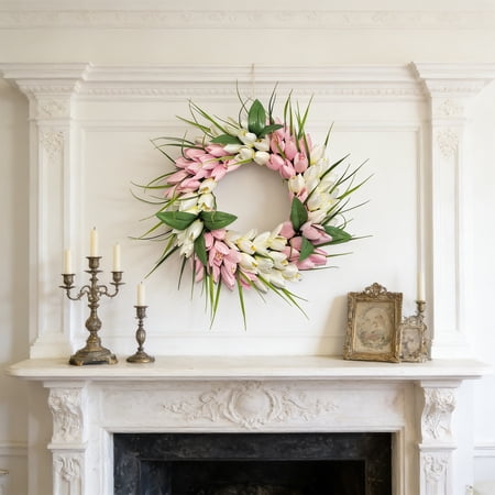 IHXORA Set of 3 Artificial Tulip Wreaths for Seasonal Ornament and Wall Hanging Perfect for Christmas Spring or Summer Decor in Multicolor Plastic Material