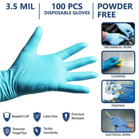 Interstate Safety 40301 3.5 MIL Latex Disposable Gloves - (Large Size)