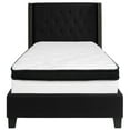 thumbnail image 5 of Emma + Oliver Twin Accent Extended Panel Platform Bed/Memory Foam Mattress-Black Fabric, 5 of 6