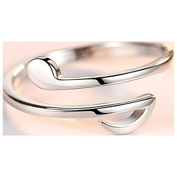 Guodhu Women's & Men's Adjustable Musical Note Rings - Silver/Rose Gold Plated Minimalist Music Note Open Ring, Ideal Jewelry Gifts for Music Lovers, Perfect Couple Gifts