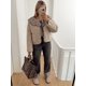 thumbnail image 5 of Chaqueta de lana de manga larga con cuello redondo para mujer, abrigo informal de un solo pecho con bolsillo, Color sólido, Otoño, 2024, 5 of 5