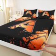 thumbnail image 3 of Homewish Cartoon Basketball Boys Twin Sheet Sets, Black Orange Monogrammed A Twin Fitted Sheet, Modern Ball Sports Player Flat Sheet, Breathable Home Decor, 3pcs, 3 of 7