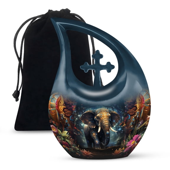 JAGSHASHI Elephant Cremation Urns For Men - Adult Funeral Urn - Adult Cremation Urn - Large Urns For Human Ashes Adult Female - 10 Inch With Velvet Bag - Cremation Urns Adults - Urn For Ashes Adult