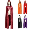 thumbnail image 2 of Wyobmus Hooded Cloak for Men Women Adult Cloak with Hood Unisex Halloween Capes Witch Cloak Medieval Cos Cape Christmas Cloak D-Orange, 2 of 3