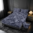 thumbnail image 2 of meiyoeat Navy Paisley King Sheets,Vintage Print Bedding For Men Women,4pcs,1 Flat Sheet,1 Fitted Sheet and 2 Pillowcases, 2 of 6