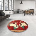 thumbnail image 3 of Ahgly Company Indoor Round Traditional Orange Brown Animal Area Rugs, 3' Round, 3 of 6