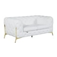 thumbnail image 2 of 69" White All Over Tufted Italian and Gold Leather Love Seat, 2 of 5