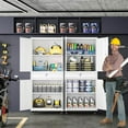 thumbnail image 2 of Fesbos Metal Garage Storage Cabinet with Locking Doors and Adjustable Shelves, Rolling Tool Storage Cabinet with 4 Wheels and 1 Drawer - 73" Steel Locking Cabinet for Garage, Warehouse, 2 of 8
