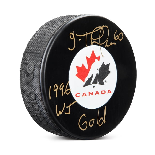Jose Theodore Signé Team Canada Hockey Rondelle avec 1996 WJ Gold Note