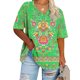 thumbnail image 2 of Camisetas Casuales de las Mujeres de Manga Corta de Cuello en V Oversized Camiseta Deportiva de Verano, Top Impreso Casual, 2 of 4