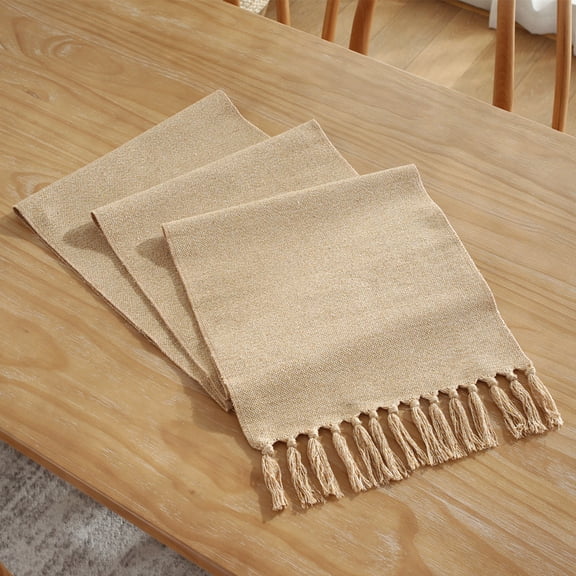 Burlap Table Runner 13" W*73" L Naturel Jute Solid Color Tassel Dining Table Decoration For Farmhouse Home Party Daily Use