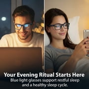 BLUE CUT Blue Light Glasses for Screen Time Blue Light Blocking Computer Glasses Adult Black Blue