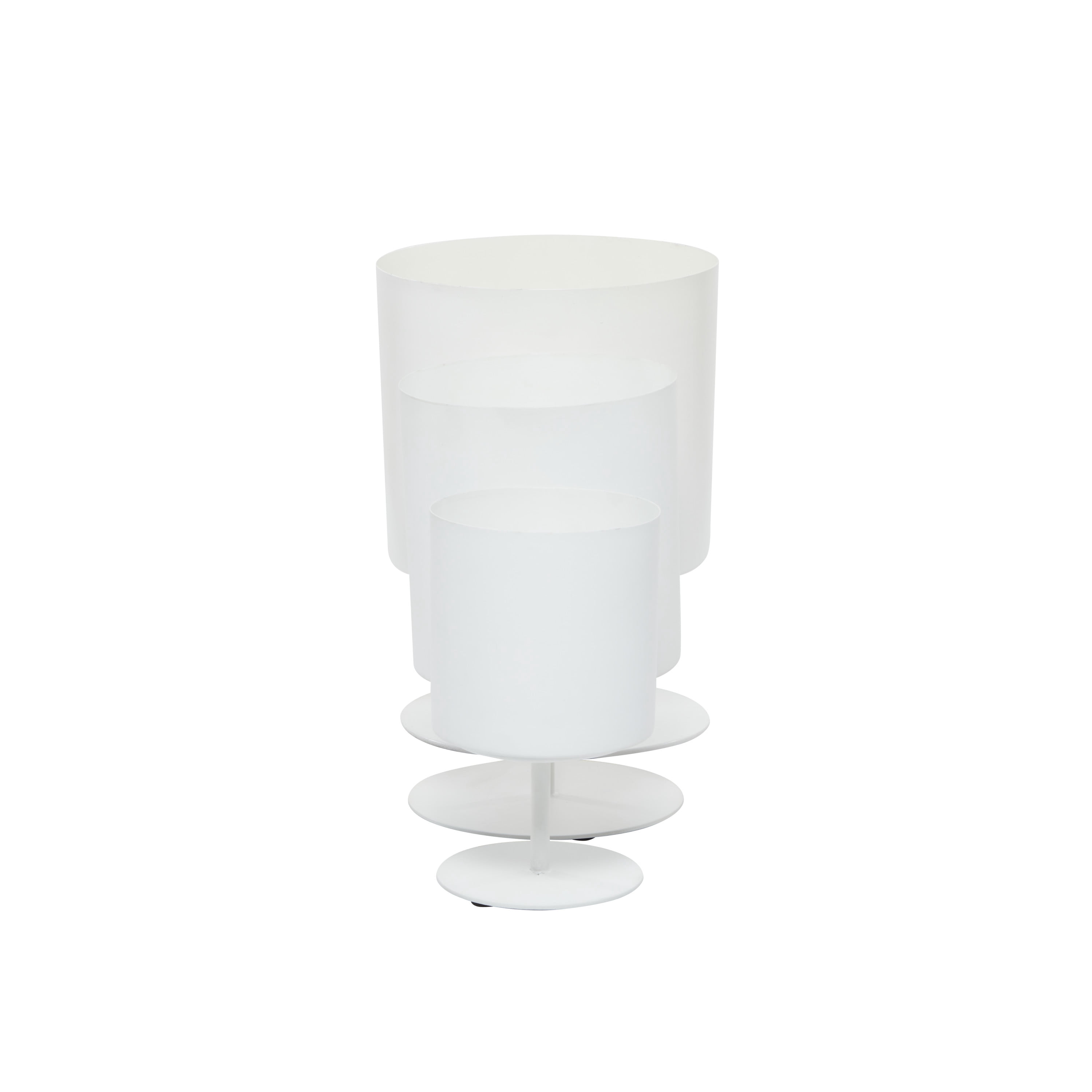 DecMode 14", 12", 10"H White Metal Planter (3 Count)