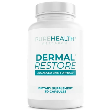 Dermal Restore Skin Rejuvenating Supplement - Plumps Wrinkles, Moisturizes, PureHealth Research x6