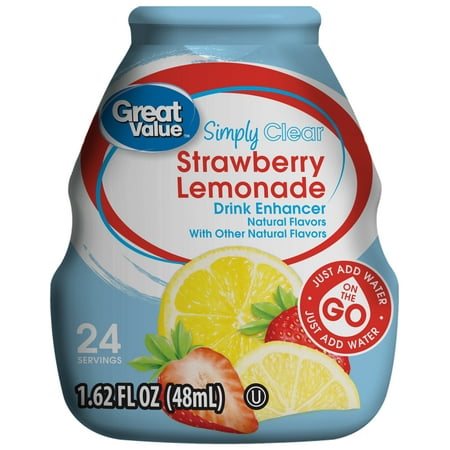 (4 Pack) Great Value Simply Clear Drink Enhancer, Strawberry Lemonade, 1.62 fl (Best Water To Drink Brand)