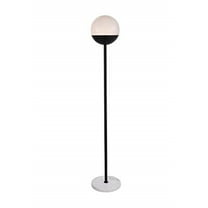 Eclipse 1 Light Black Floor Lamp With Frosted White Glass