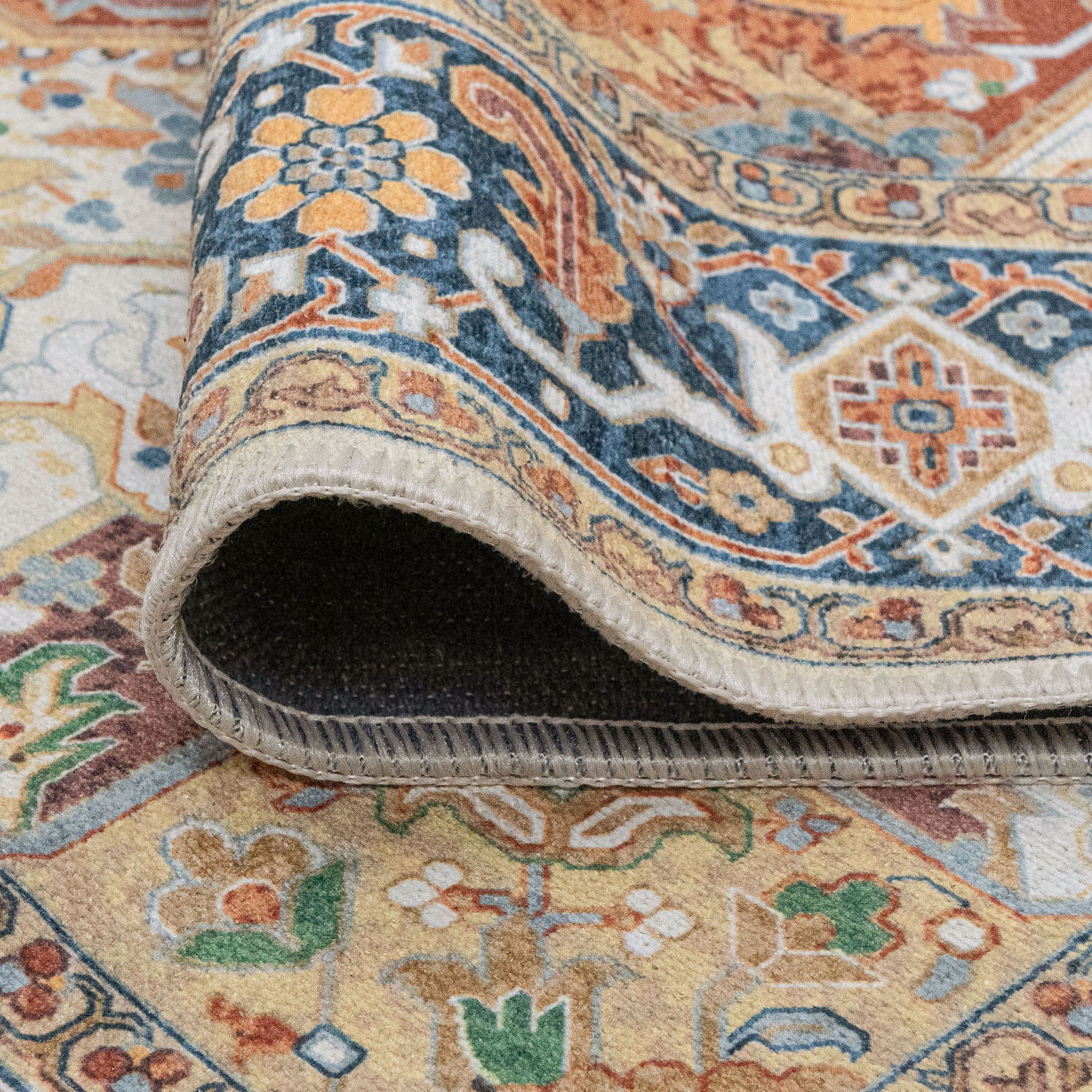 Traditional 8x10 Area Rug (7'5'' x 9'11'') Oriental Rust, Cream Living Room Easy to Clean Machine Washable