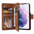 thumbnail image 6 of for Samsung Galaxy S22 Case Wallet with Card Slots, Premium Soft PU Leather Zipper Folio Flip with Wrist Strap Kickstand Protective Phone Cover for S22 Handbag Wallet Case, Brown, 6 of 8