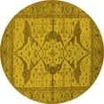 thumbnail image 1 of Ahgly Company Machine Washable Indoor Round Oriental Yellow Industrial Area Rugs, 5' Round, 1 of 4