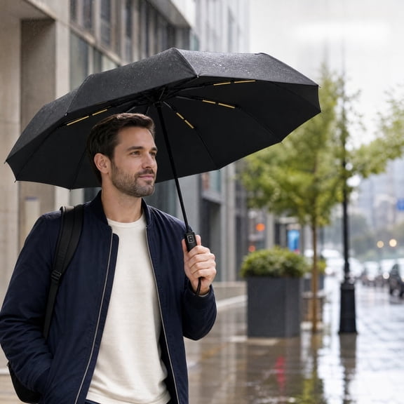 1‑Pack Auto Open Close Compact Travel Umbrella, Windproof Folding Umbrella, UV‑Rain Dual‑Protection Portable Umbrella for Men Women Outdoor Daily Use