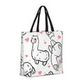 thumbnail image 2 of Sigee Alpacas and Hearts Print Large Capacity Zippered Tote Bag - Durable, Stylish and Versatile for Everyday Use, 2 of 9