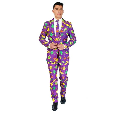 Suitmeister Men's Mardi Gras Purple Icons Mardi Gras Suit