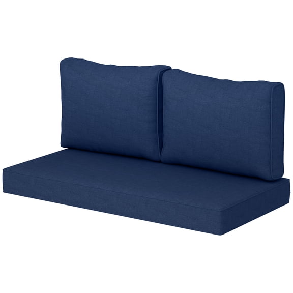 Homiyad 2 Seater Patio Furniture Cushions, Thick Outdoor Loveseat Cushions Furniture Cushions with Removable Cover, Fade-Resistant Replacement Cushions for Outdoor Furniture, Navy Blue