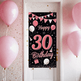 thumbnail image 5 of Pink and Black Themed 30th Birthday Banner with Balloons Party Decorations Backdrop Happy Birthday Party Supplies Photography Props Party Decors, 5 of 6
