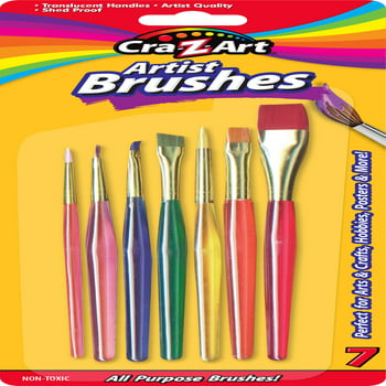 Cra-Z-Art Angled, Narrow, & Wide All Purpose Artist Plastic Paint Brushes, 7 Count, Easter Gift