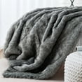 thumbnail image 5 of ZXNYH Grey Faux Fur Throw Blanket for Couch,Sofa,Bed, Super Soft, Cozy, Fuzzy, Fluffy, Elegant, Decorative Couch Blanket Reversible to Plush Velvet, 50"x60", 5 of 7