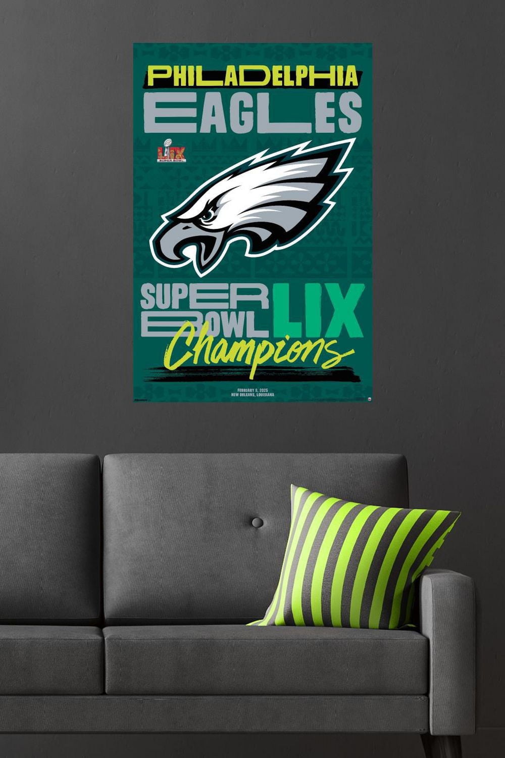 NFL Philadelphia Eagles - Super Bowl LIX Team Logo Wall Poster, 22.375" x 34" Framed