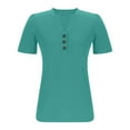 thumbnail image 4 of MIXUE Womens Summer Tops Solid Color V Neck Short Sleeve Casual Stylish Lightweight Tshirts Activewear,Green,XXXL, 4 of 6
