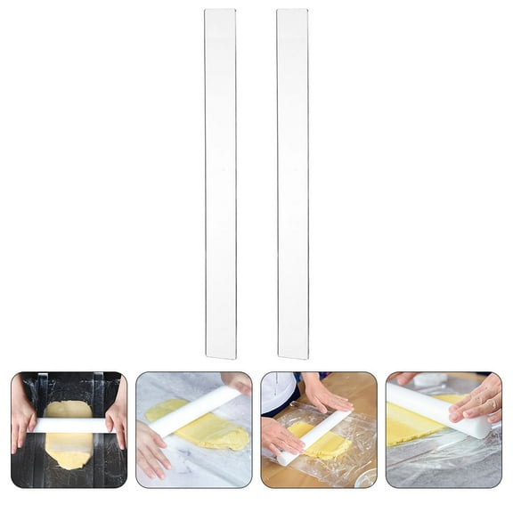 WRITWAA 1Pair Transparent Acrylic Rolling Pin Guide Sticks for Dough Thickness