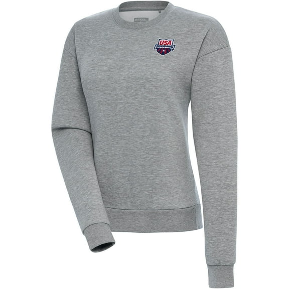 Women's Antigua  Heather Gray USA Swimming Victory Pullover Sweatshirt