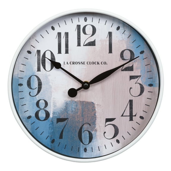 La Crosse Clock 10.8 inch Brushstroke Analog Quartz Wall Clock, 404-3028A