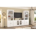 thumbnail image 3 of 128.2" W Wall Unit Entertainment Center with Bookshelves for TVs up to 80" - Modern TV Stand Media Console with Tempered Glass Cabinets and Adjustable Shelves for Living Room, 3 of 17