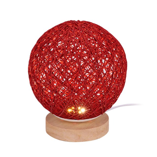 Bewildely Twine Lampshade Light Wood Lámpara de noche decorativa Lámpara de pantalla tejida a mano para el hogar y la oficina Iluminación navideña Numero 3 Bewildely HA026875-03