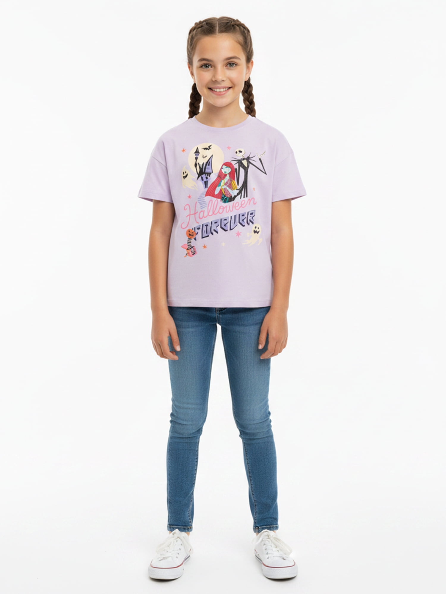 The Nightmare Before Christmas Girls' Graphic Tee with Short Sleeves, Sizes 4-16