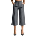 thumbnail image 5 of Bosfbaoi Capri Pants for Women Button Fly High Waist Pinstripe Cropped Culotte Pants Pleated Wide Leg Womens Pants Office Work Pants for Women, 5 of 5