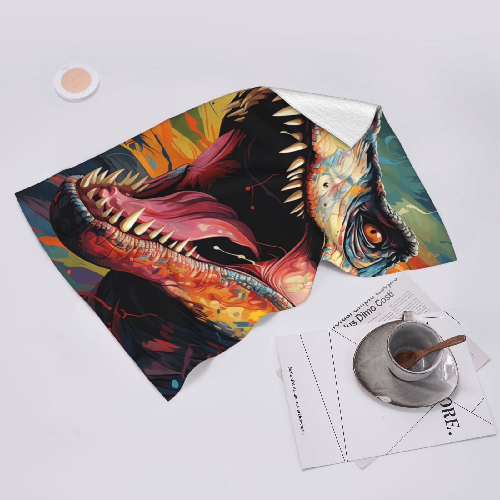Dinosaur Dino Art 27.5" x 16" Ultra Soft Hand Towel, Face Wash Cloth for Bathroom, Gym, Travel, Pool