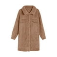 thumbnail image 5 of Lovskoo Womens Fuzzy Fleece Jacket Button Down Lapel Fluffy Shacket Winter Coat Long Sleeve Solid Color Faux Shearling Oversized Jacket Khaki, 5 of 9