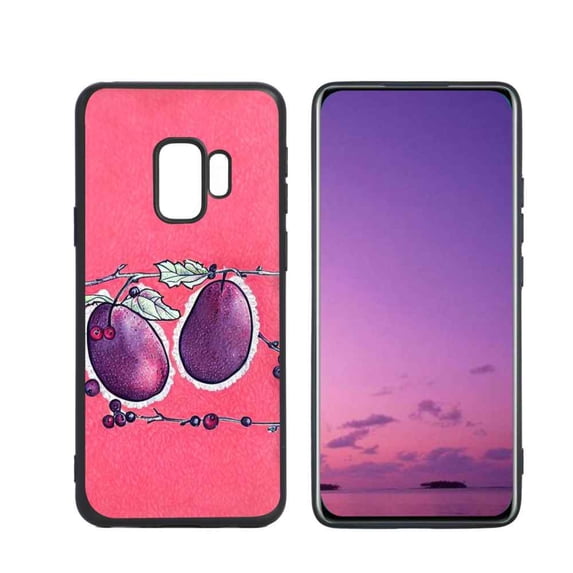 Compatible with Samsung Galaxy S9 Phone Case, plum-berries-369 Case Silicone Protective for Teen Girl Boy Case for Samsung Galaxy S9