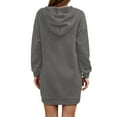 thumbnail image 5 of Women's Casual Hooded Sweater Dress Button Front Long Sleeve Pullover Tunic For Daily Wear Comfortable Loungewear Outfit Fall Winter, 5 of 6