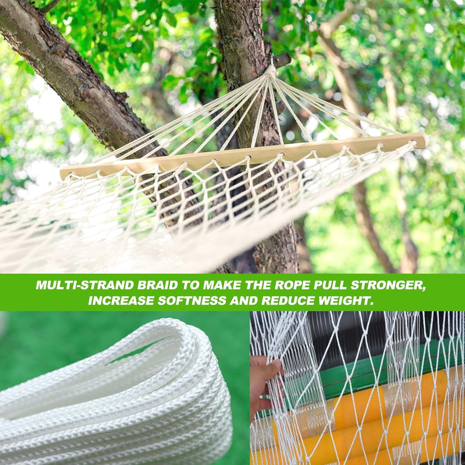 Picture Hanging String Cord 20M × 4mm Heavy Duty Braided Nylon Cord Rope White Strong String for Hanging Mirror Frame Photo Paintings