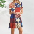 thumbnail image 1 of SMihono Summer Plus Size Dress for Women 2023 Mode Indépendance Jour Imprimé Col Rond Manches Courtes Robe, 1 of 6