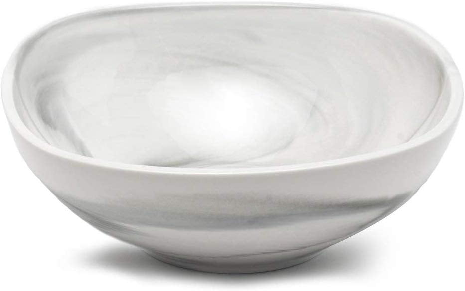 Yedi YCC763, 10'' Porcelain Square Bowl, Bone China Soup Ramen Bowl w/ Marble Design, Ceramic