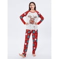thumbnail image 5 of Votuleazi Christmas Pajamas for Family Cute Deer Print Long Sleeve Raglan Tops + Trousers Set Winter Sleepwear, 5 of 7