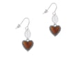 thumbnail image 2 of Delight Jewelry Silvertone Translucent Brown Heart with Beaded Border Silvertone Leaf French Earrings, 2 of 5